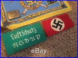 WWII WW2 German Collectible Lot Flag Arm Band Book Knife Patch Buckle