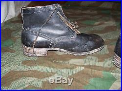 WWII or post war German Army Marching Size 11 black leather LOWBOOTS hobnailed