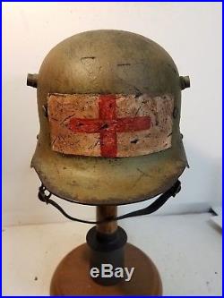 WWI German M16 Medic Helmet with aged liner