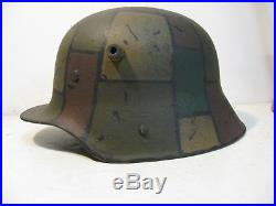 WWI German M17 Camo Helmet Helmet with aged liner