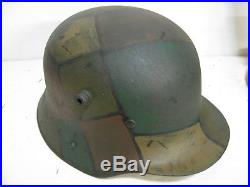 WWI German M17 Camo Helmet with aged liner