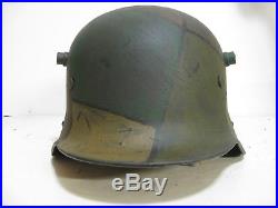 WWI German M17 Camo Helmet with aged liner