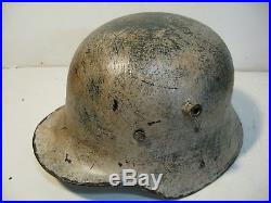 WWI German M17 Painted and Aged Winter Camo Helmet with aged liner