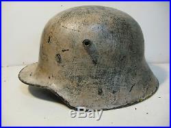 WWI German M17 Painted and Aged Winter Camo Helmet with aged liner