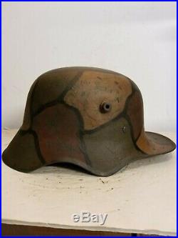 WWI German M18 LARGE Cut out Helmet w Leather liner-quick release strap