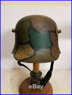 WWI German M18 LARGE Cut out Helmet w quick release strap