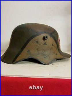 WWI German M18 LARGE Cut out Medic Helmet w Leather liner-quick release strap