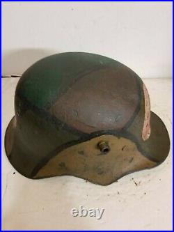 WWI German M18 LARGE Cut out Medic Helmet w Leather liner-quick release strap