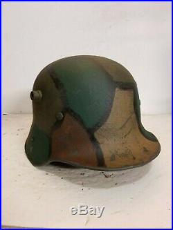 WWI German M18 LARGE SIZE Hand Painted and Aged Camo Helmet