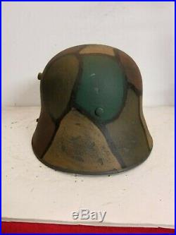WWI German M18 LARGE SIZE Hand Painted and Aged Camo Helmet