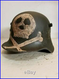 WWI German M18 LARGE SIZE Hand Painted and Aged Freikorp Helmet