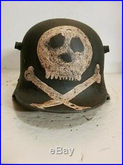 WWI German M18 LARGE SIZE Hand Painted and Aged Freikorp Helmet