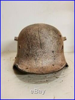 WWI German M18 LARGE SIZE Hand Painted and Aged Winter Camo Helmet
