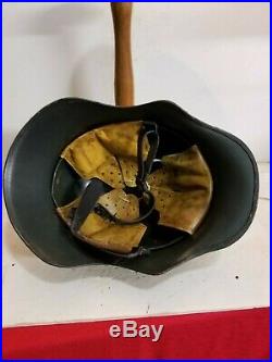WWI German M18 LARGE Skull Cut out Helmet w Leather liner-quick release strap
