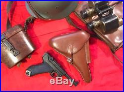 WWI WWII GERMAN LUGER PISTOL w. (1916) P. 08 LEATHER HOLSTER REPRO (2 PIECE SET)