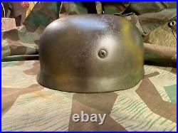 WW II German fallschirmjager skydiver M38 steel helmet, Normandy, ET71