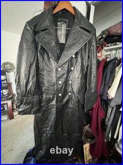 WWll WW2 german officers black leather greatcoat by STURM MADE IN GERMANY sz52