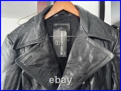 WWll WW2 german officers black leather greatcoat by STURM MADE IN GERMANY sz52