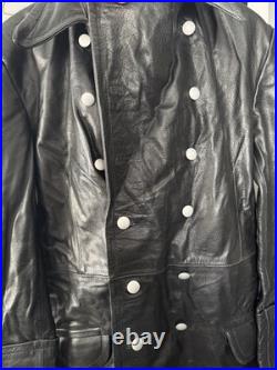 WWll WW2 german officers black leather greatcoat by STURM MADE IN GERMANY sz52