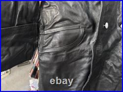 WWll WW2 german officers black leather greatcoat by STURM MADE IN GERMANY sz52