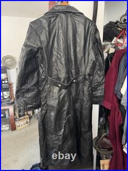 WWll WW2 german officers black leather greatcoat by STURM MADE IN GERMANY sz52