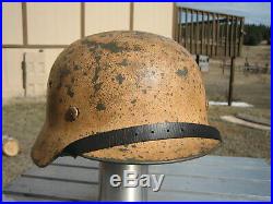 W. W. 2 M 35 Size 68 Dome Stamp Tan Color German Helmet With Repro Liner Size 6