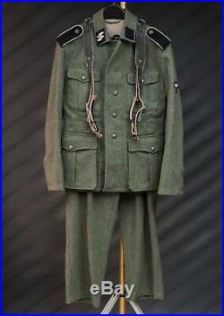 Waffen SS Mann Reenactors/Movie Prop Uniform Tunic Breeches Y-Belt