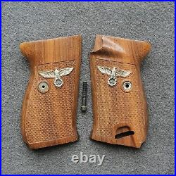 Walther p38 grips, Roman Imperial symbolism, made of Juglans nigra. Wood