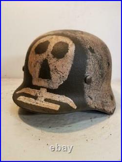 World War II Finnish Army Winter Camo Painted Aged repro Helmet