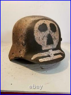 World War II Finnish Army Winter Camo Painted Aged repro Helmet