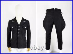 World War II German Elite M1932 M32 Black Wool Tunic Riding Breeches, Size M