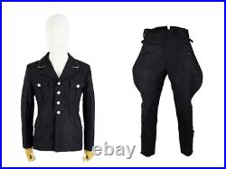 World War II German Elite M1932 M32 Black Wool Tunic Riding Breeches, Size XXL