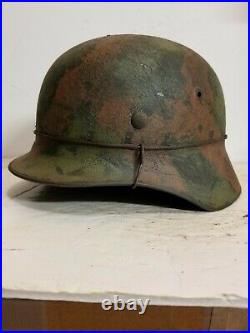 World War II German M35 Camo Painted Aged Helmet
