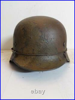 World War II German M35 Camo Painted Aged Helmet