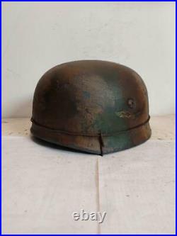 World War II German M38 Fallschirmjager Normandy Camo Painted Aged Helmet