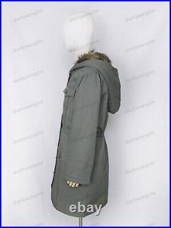 World War II Retro German M1943 Mouse Grey Rabbit Fur Winter Parka Coat Size M