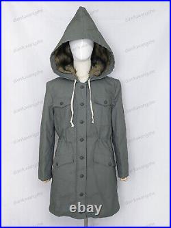 World War II Retro German M1943 Mouse Grey Rabbit Fur Winter Parka Coat Size M