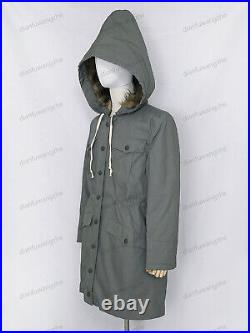 World War II Retro German M1943 Mouse Grey Rabbit Fur Winter Parka Coat Size M