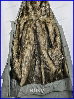World War II Retro German M1943 Mouse Grey Rabbit Fur Winter Parka Coat Size M