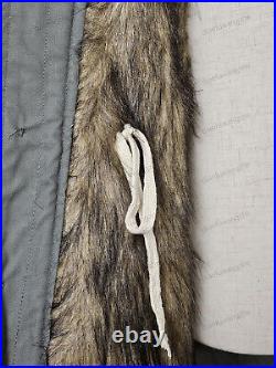 World War II Retro German M1943 Mouse Grey Rabbit Fur Winter Parka Coat Size M