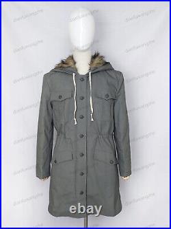 World War II Retro German M1943 Mouse Grey Rabbit Fur Winter Parka Coat Size XL