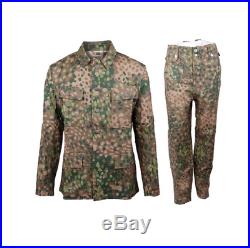 Ww2 German Elite Dot44 Peas Camo Linen M43 Field Coat Tunic & Trousers Set, XXL