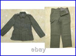 Ww2 German Em M40 Field Grey Green Wool Tunic & Trousers Size M