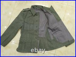 Ww2 German Em M40 Field Grey Green Wool Tunic & Trousers Size XL