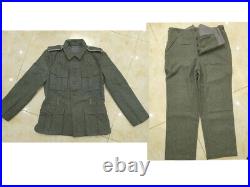 Ww2 German Em M40 Field Grey Green Wool Tunic & Trousers Size XXXL