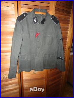 Ww2 German Hbt Tunic Medium Size Wiking Cuff Title And Tabs/sleeve Eagle