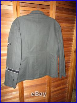 Ww2 German Hbt Tunic Medium Size Wiking Cuff Title And Tabs/sleeve Eagle