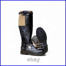 Ww2 German Luftwaffe Flight Boots, Black Leather Boot With Rubber Sole, All Size