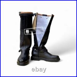 Ww2 German Luftwaffe Flight Boots, Black Leather Boot With Rubber Sole, All Size
