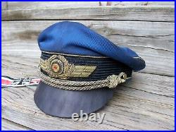 Ww2 German Luftwaffe General Crusher Cap (superb Aged Replica) Full Set